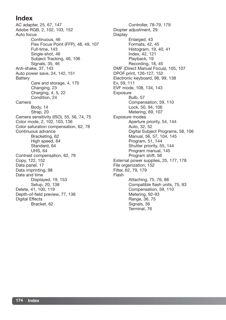 Index | Konica Minolta DiMAGE_A2 User Manual | Page 174 / 180