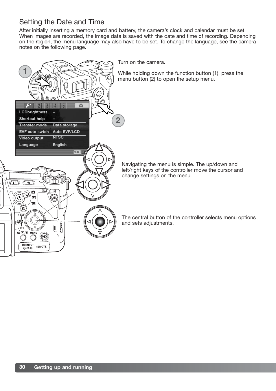 Setting the date and time | Konica Minolta DiMAGE_A2 User Manual | Page 30 / 180