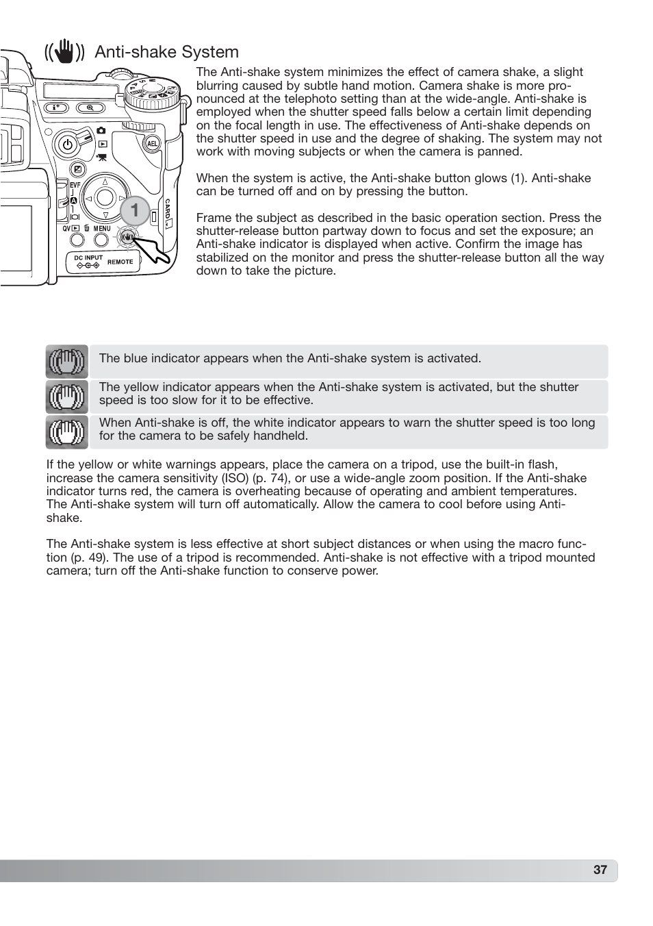 Anti-shake system | Konica Minolta DiMAGE_A2 User Manual | Page 37 / 180