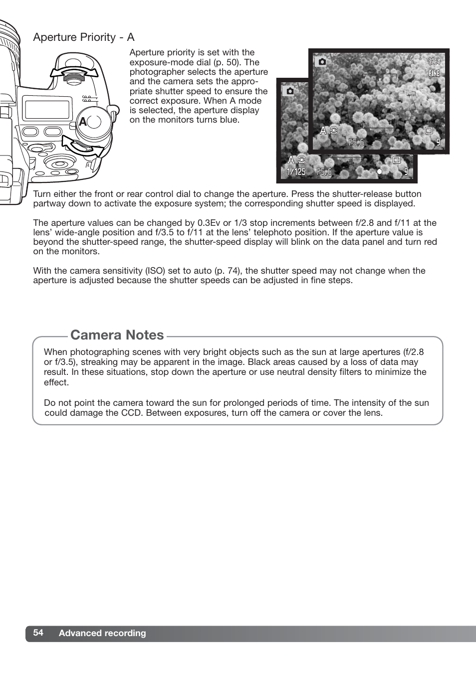 Aperture priority - a | Konica Minolta DiMAGE_A2 User Manual | Page 54 / 180
