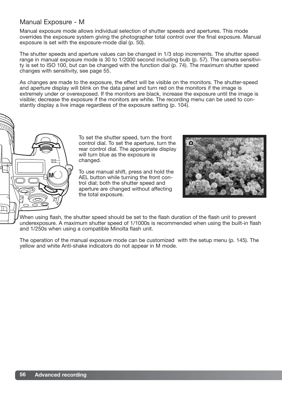 Manual exposure - m | Konica Minolta DiMAGE_A2 User Manual | Page 56 / 180