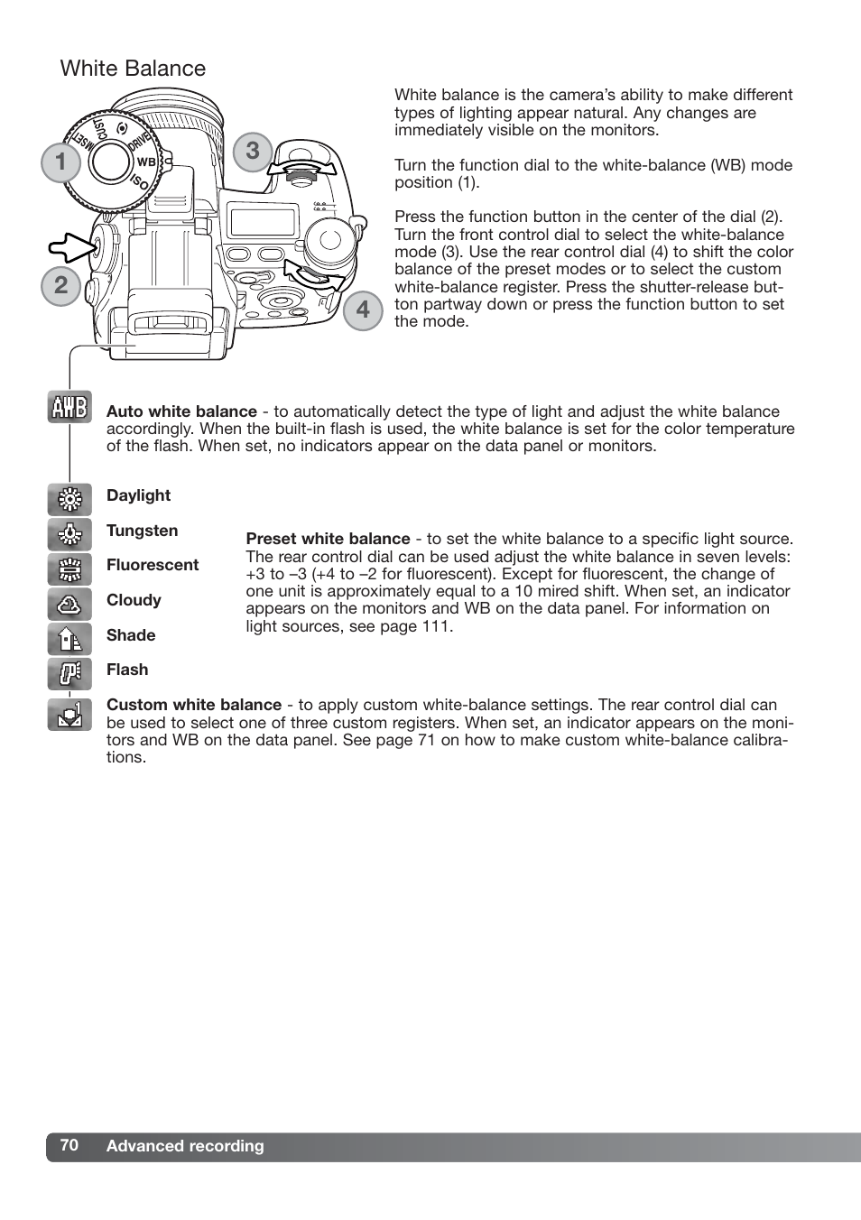 White balance | Konica Minolta DiMAGE_A2 User Manual | Page 70 / 180