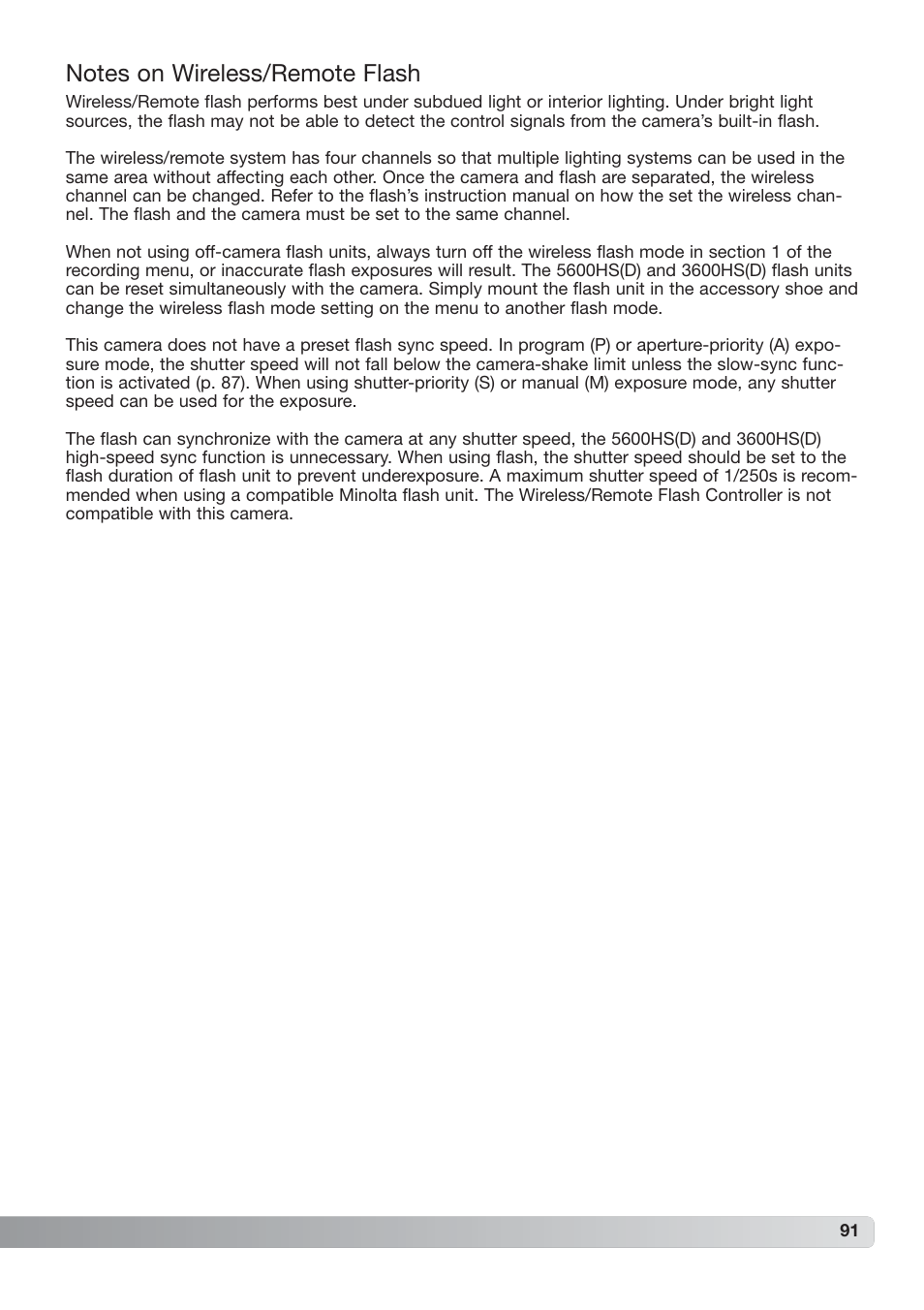 Notes on wireless/remote flash | Konica Minolta DiMAGE_A2 User Manual | Page 91 / 180