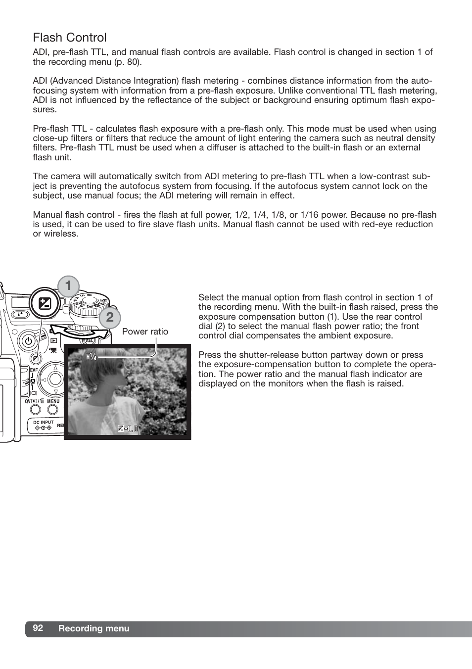 Flash control | Konica Minolta DiMAGE_A2 User Manual | Page 92 / 180
