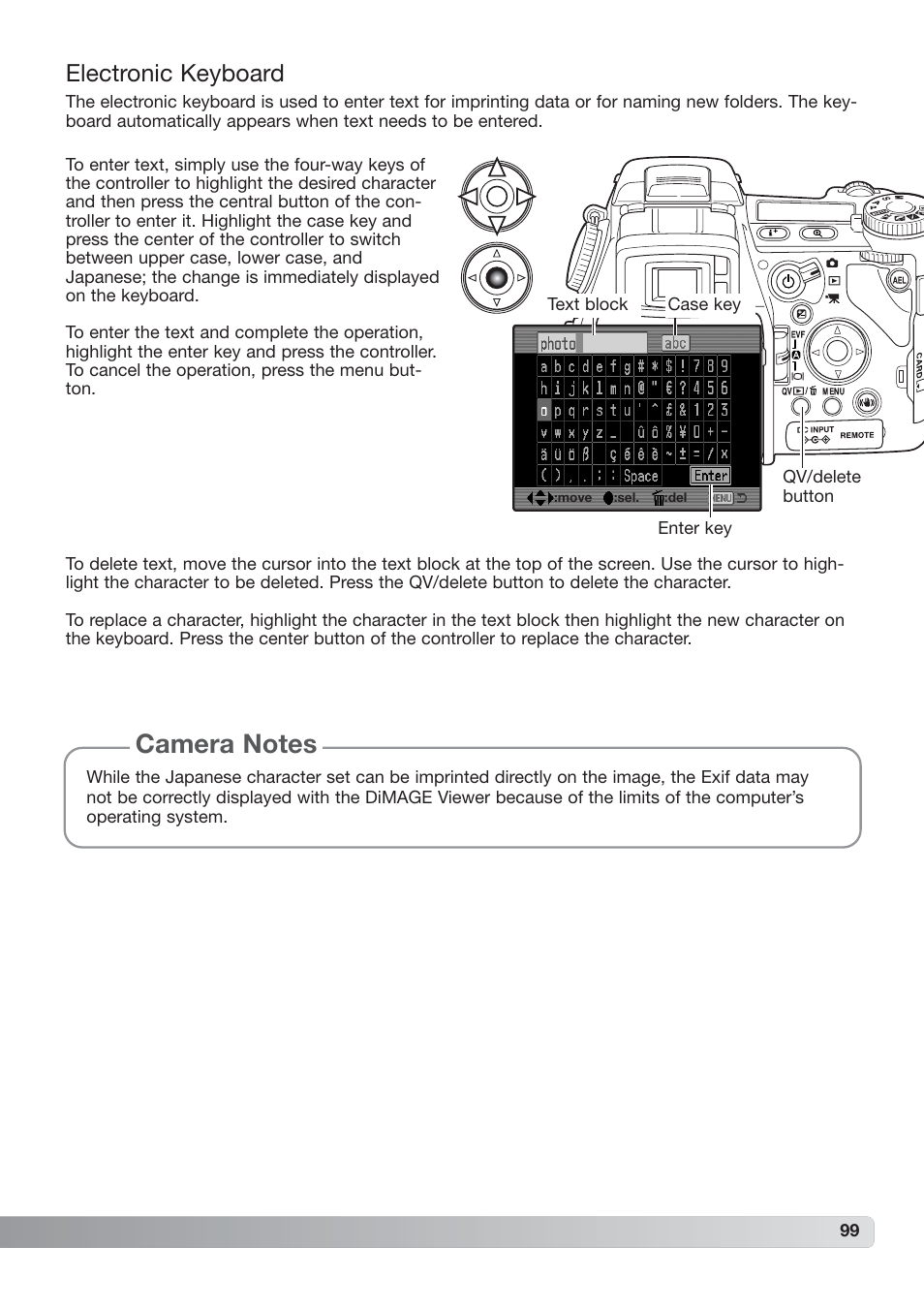 Electronic keyboard | Konica Minolta DiMAGE_A2 User Manual | Page 99 / 180