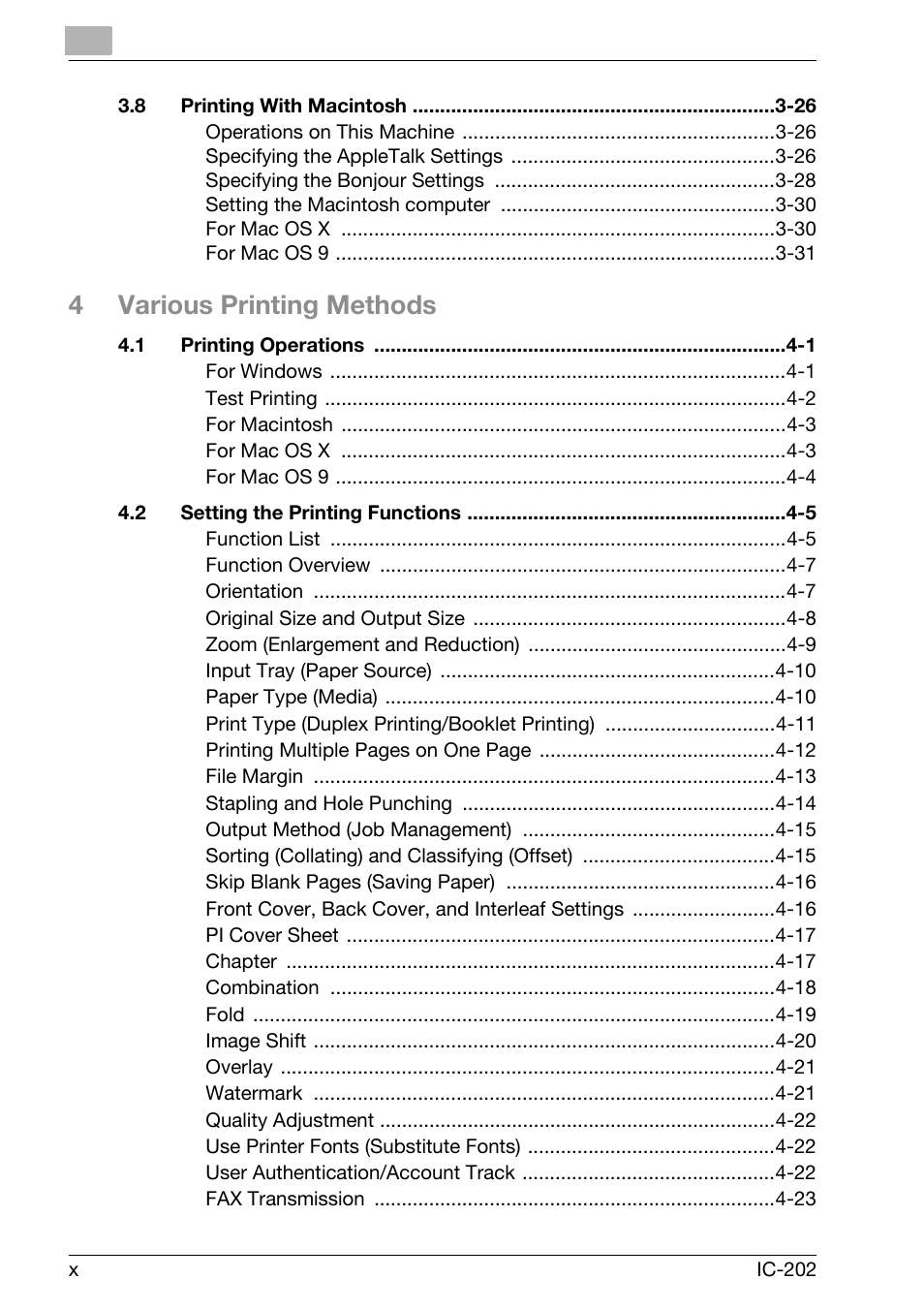 4various printing methods | Konica Minolta IC-202 User Manual | Page 11 / 134