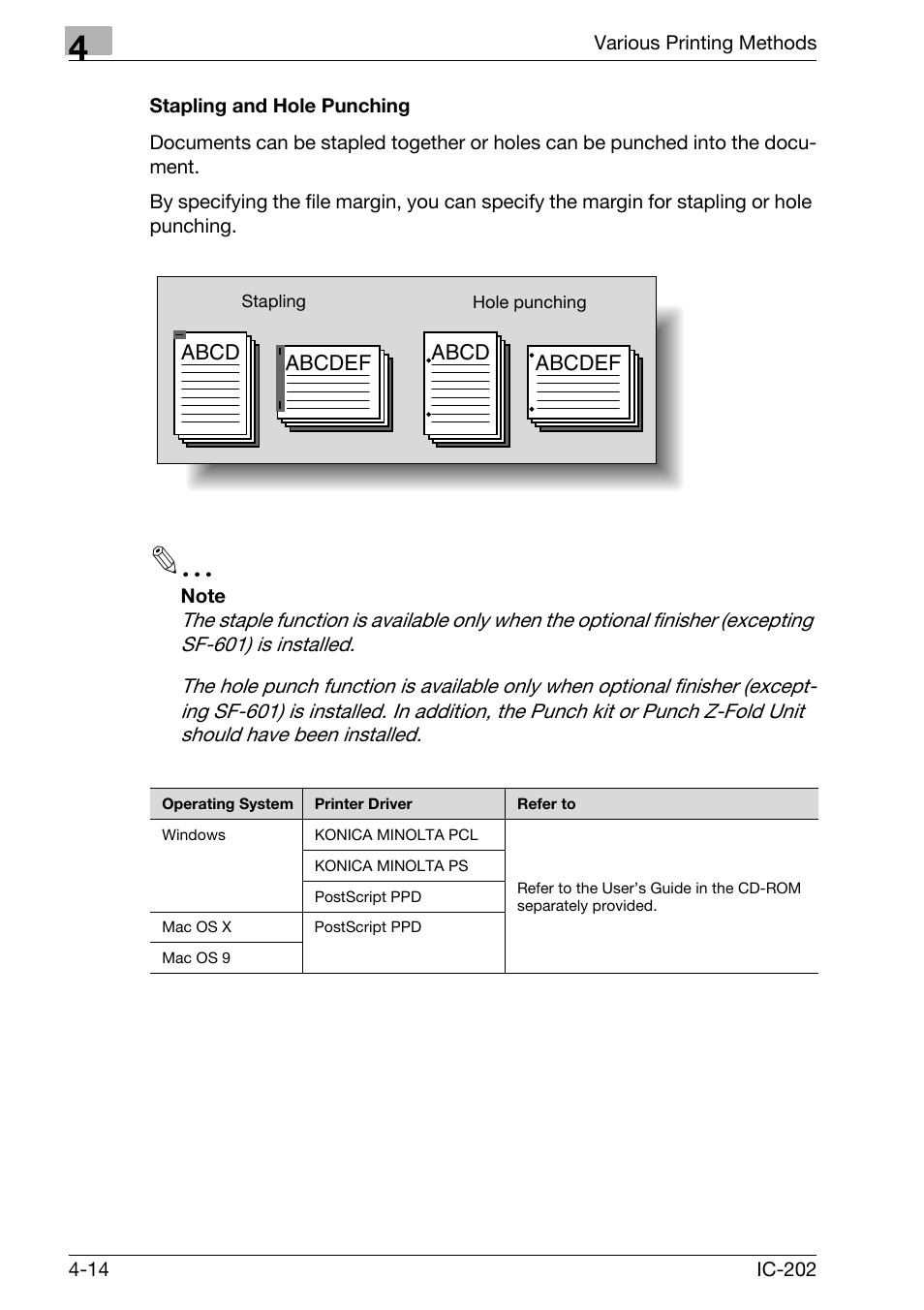 Stapling and hole punching -14 | Konica Minolta IC-202 User Manual | Page 115 / 134