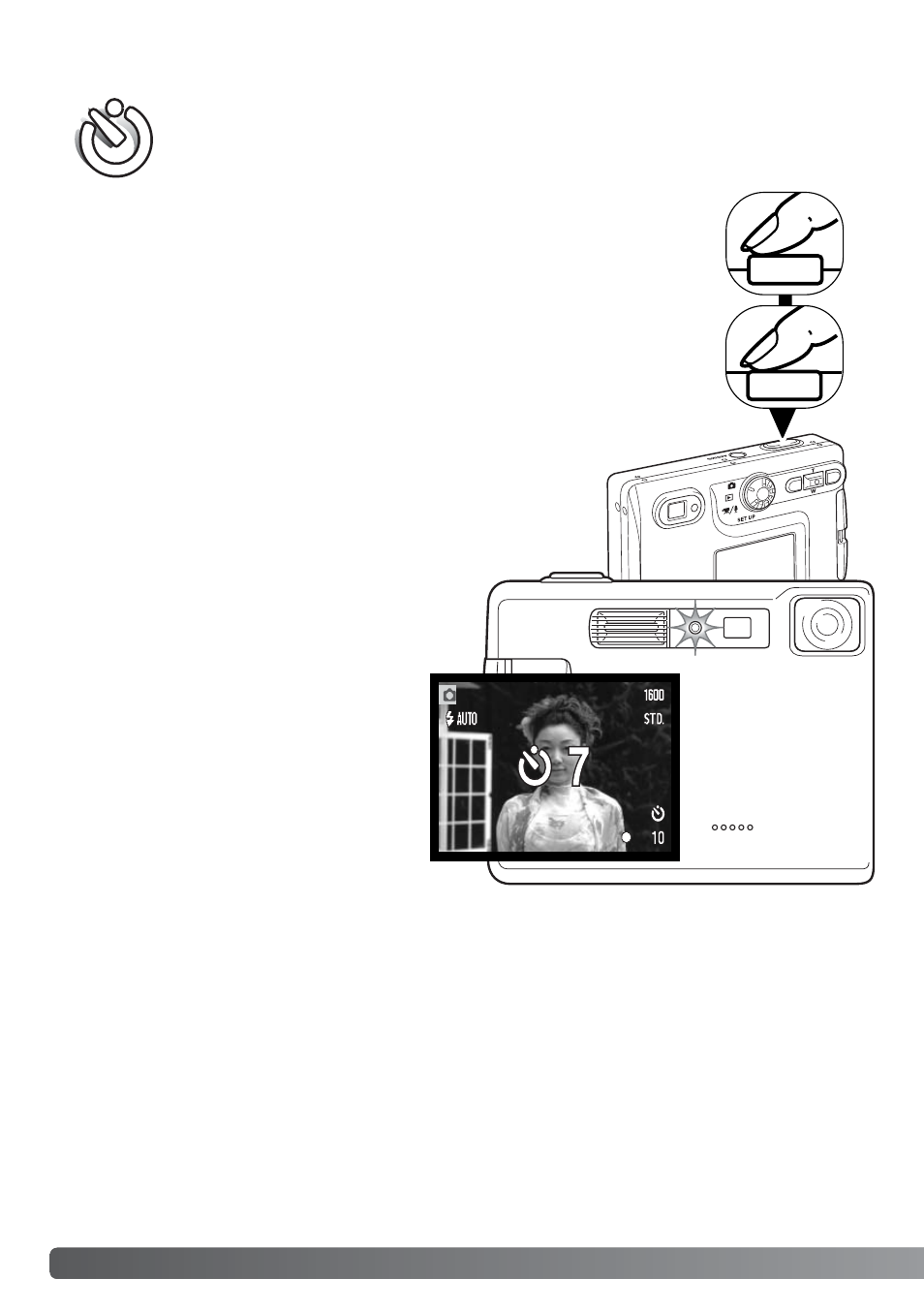 Self-timer, Self-timer 1 2 | Konica Minolta DiMAGE Xt User Manual | Page 42 / 112