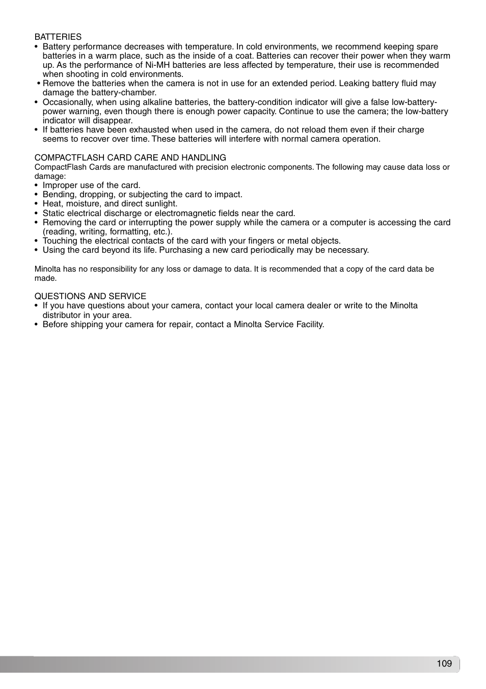 Konica Minolta DiMAGE S414 User Manual | Page 109 / 112