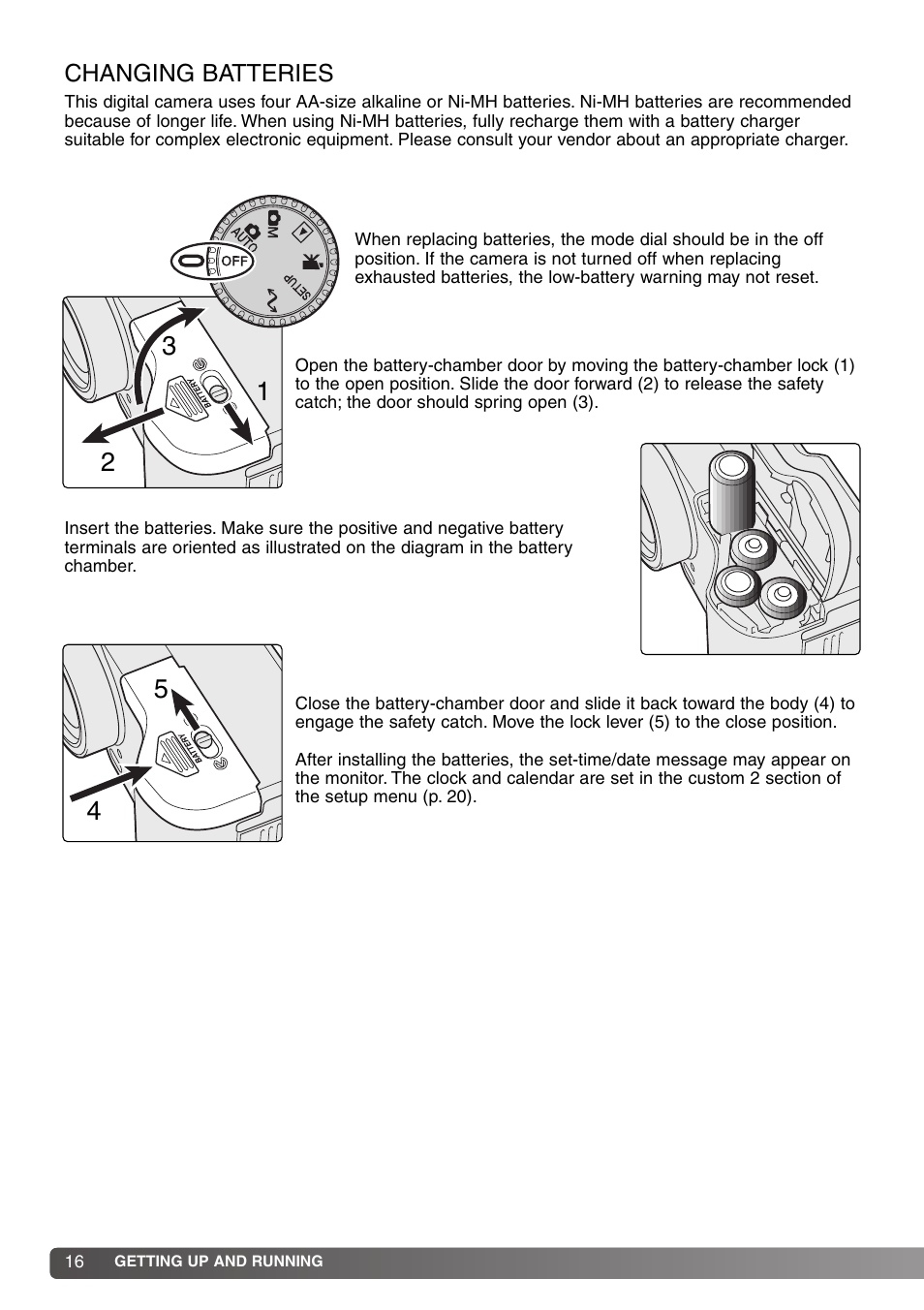 Changing batteries | Konica Minolta DiMAGE S414 User Manual | Page 16 / 112