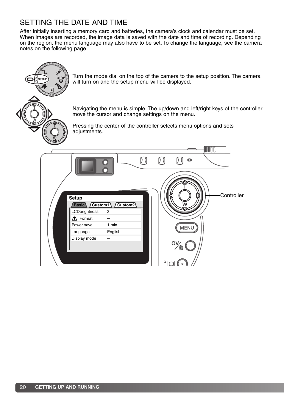 Setting the date and time | Konica Minolta DiMAGE S414 User Manual | Page 20 / 112