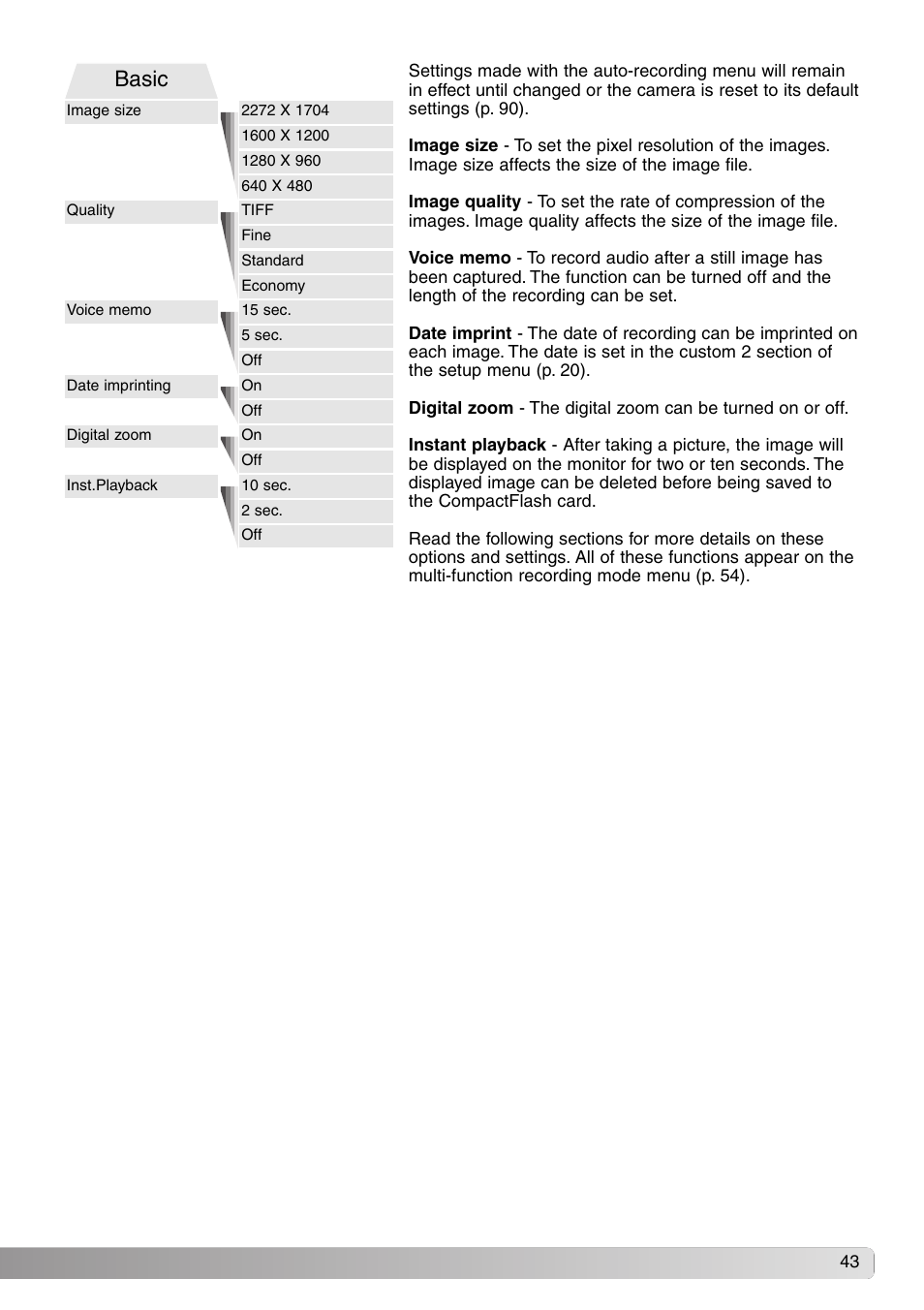 Basic | Konica Minolta DiMAGE S414 User Manual | Page 43 / 112