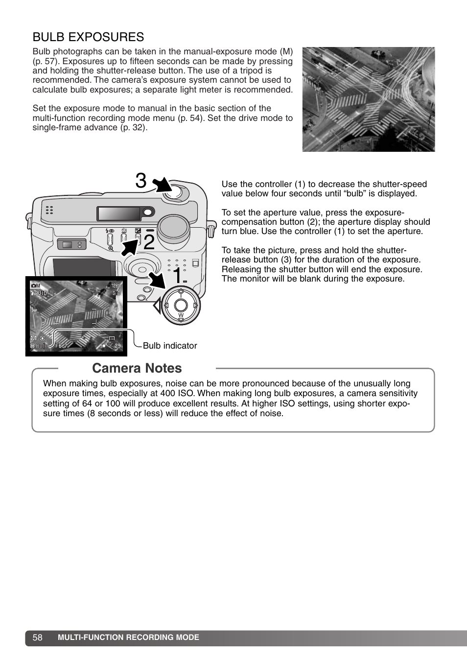 Bulb exposures | Konica Minolta DiMAGE S414 User Manual | Page 58 / 112