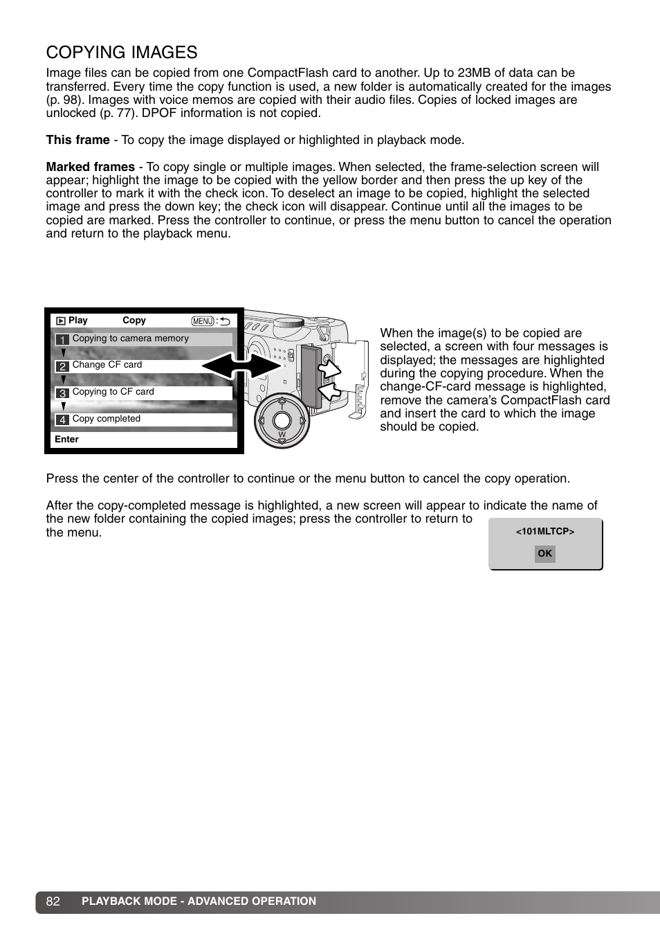Copying images | Konica Minolta DiMAGE S414 User Manual | Page 82 / 112