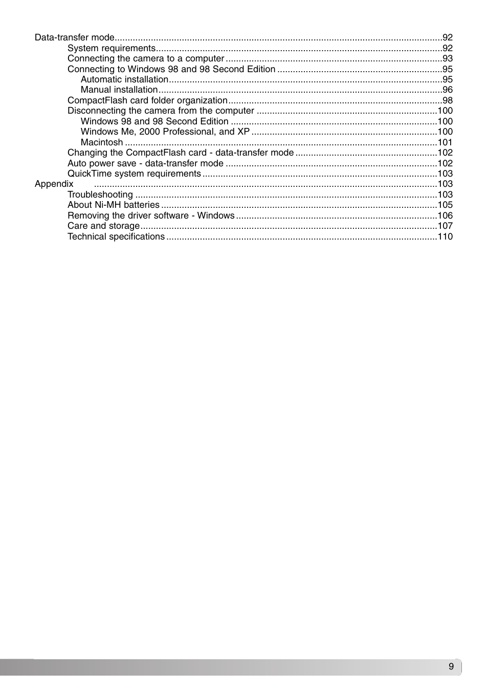 Konica Minolta DiMAGE S414 User Manual | Page 9 / 112
