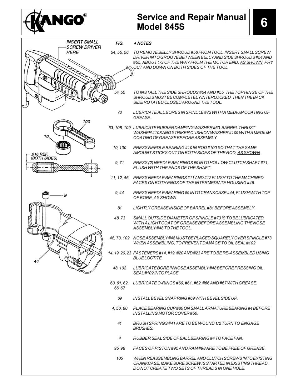 Service and repair manual model 845s | Kangol 845S User Manual | Page 6 / 10