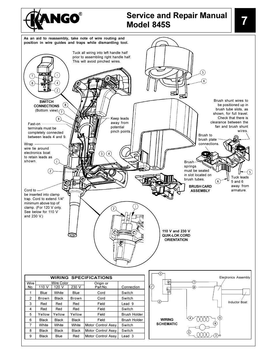 Service and repair manual model 845s | Kangol 845S User Manual | Page 7 / 10