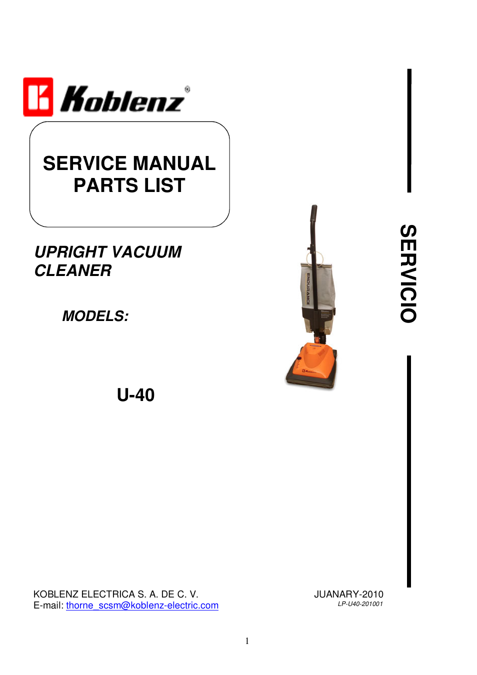 Koblenz/Thorne Electric U-40 User Manual | 12 pages