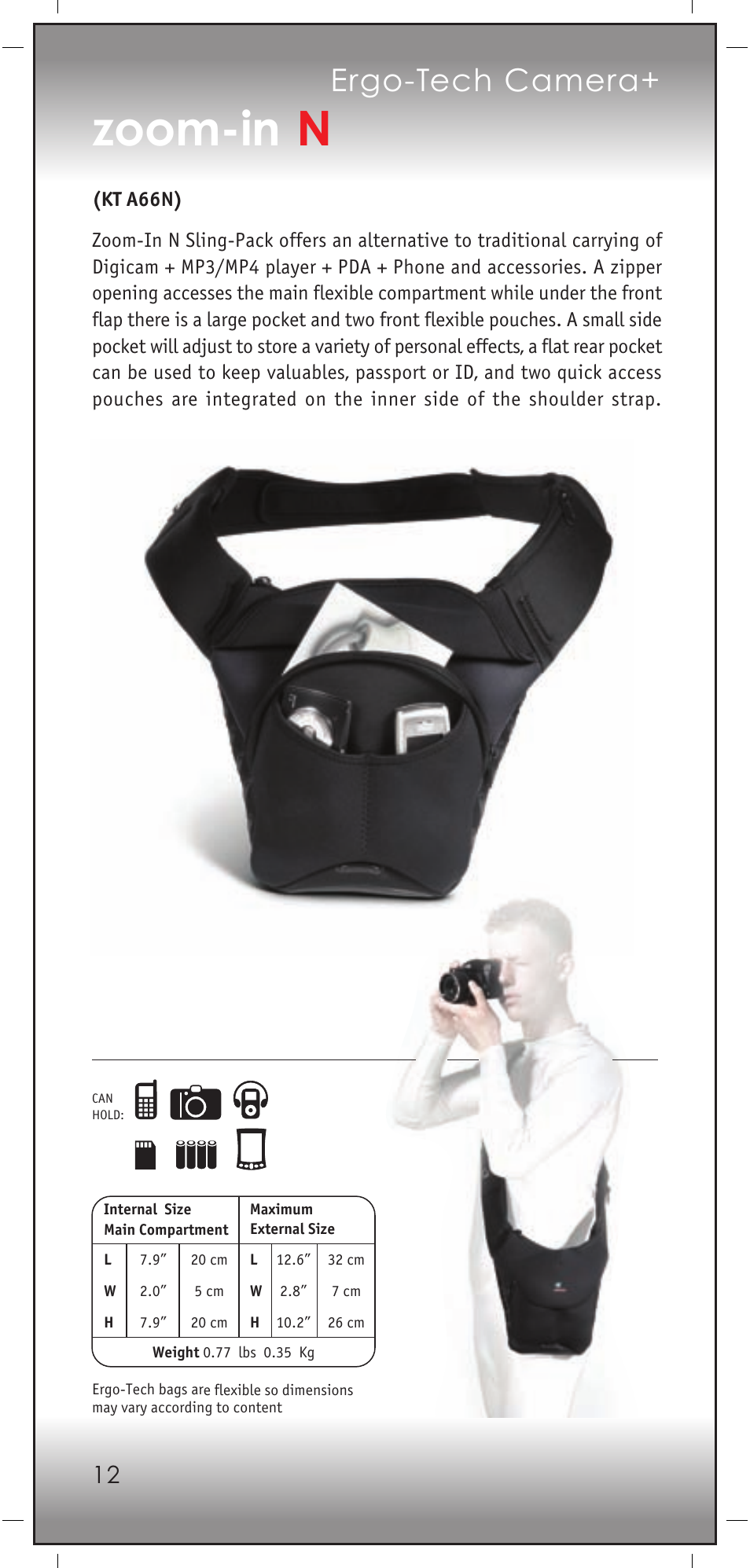 Zoom-in, Ergo-tech camera | KATA KT A02D User Manual | Page 14 / 23