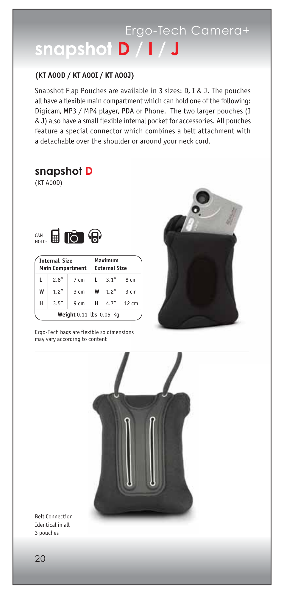 Snapshot d / i / j, Ergo-tech camera, Snapshot d | KATA KT A02D User Manual | Page 22 / 23