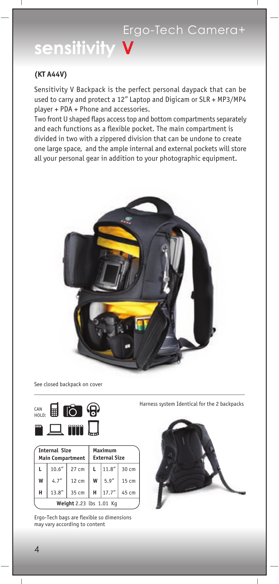 Sensitivity, Ergo-tech camera | KATA KT A02D User Manual | Page 6 / 23