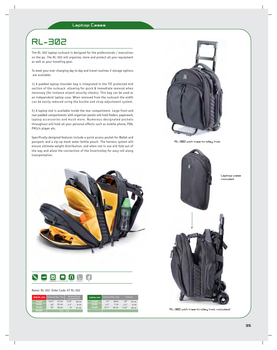 Rl-302, Laptop cases | KATA Photoline SB-907 User Manual | Page 37 / 44