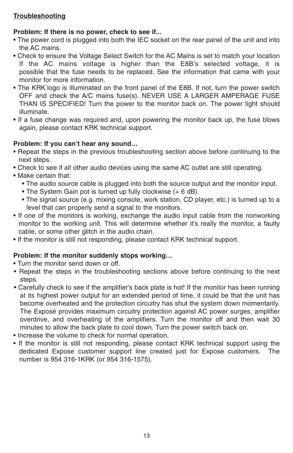 KRK EXPOSE E8B User Manual | Page 13 / 16