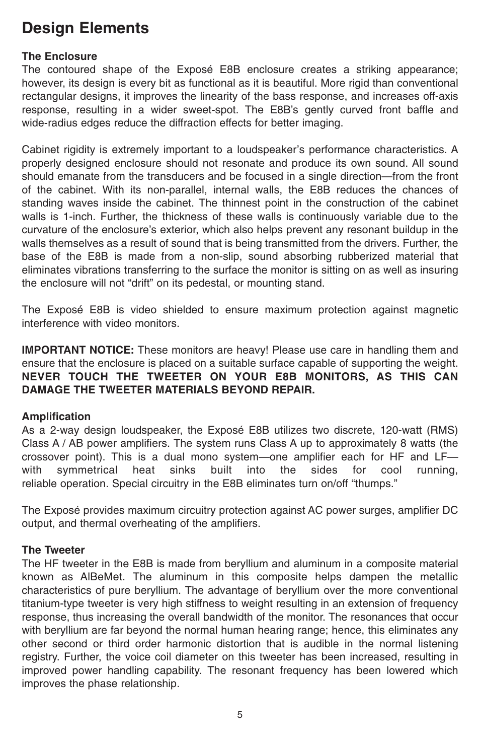 Design elements | KRK EXPOSE E8B User Manual | Page 5 / 16