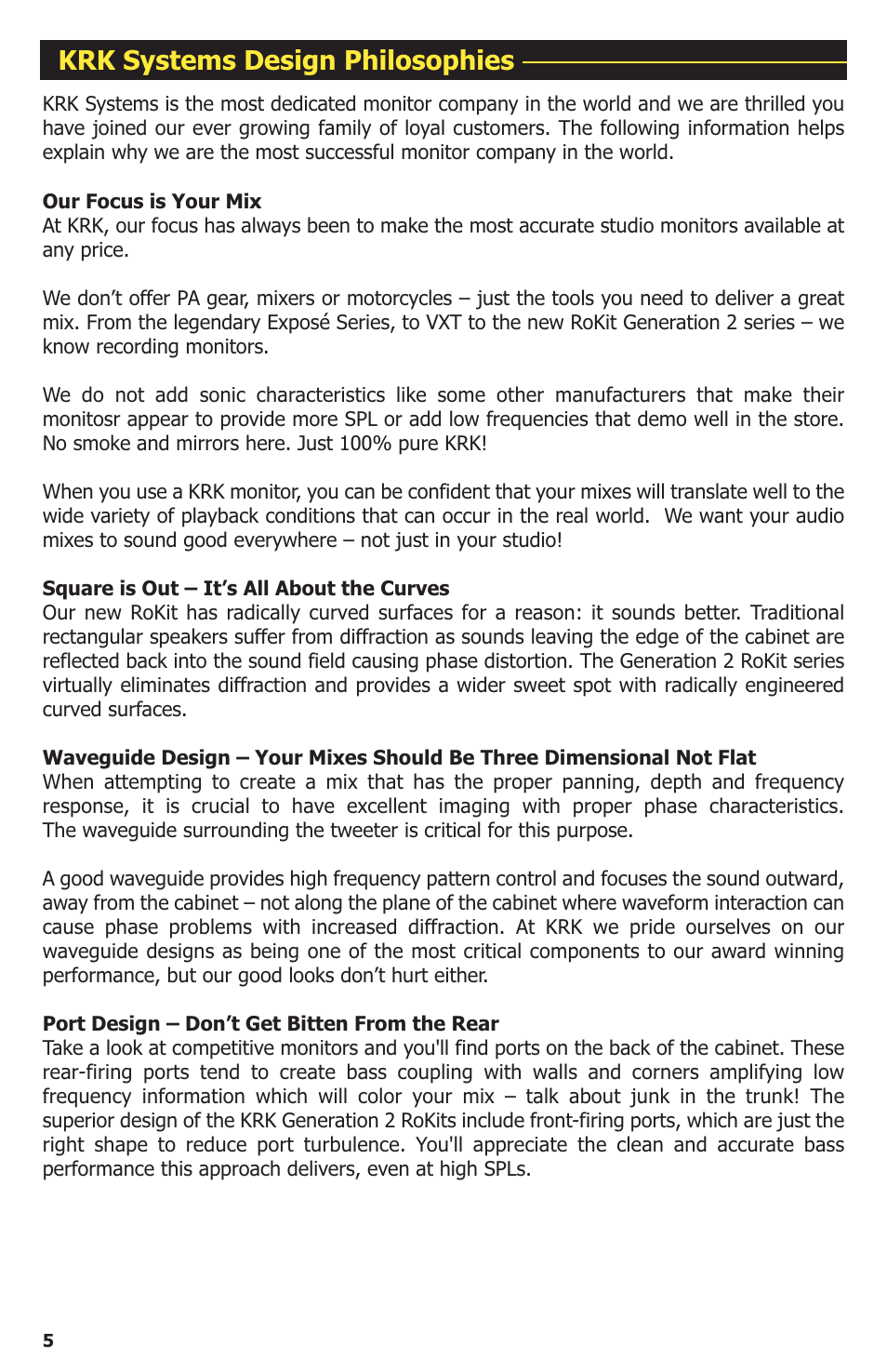 Krk systems design philosophies | KRK ROKIT G2 User Manual | Page 6 / 20