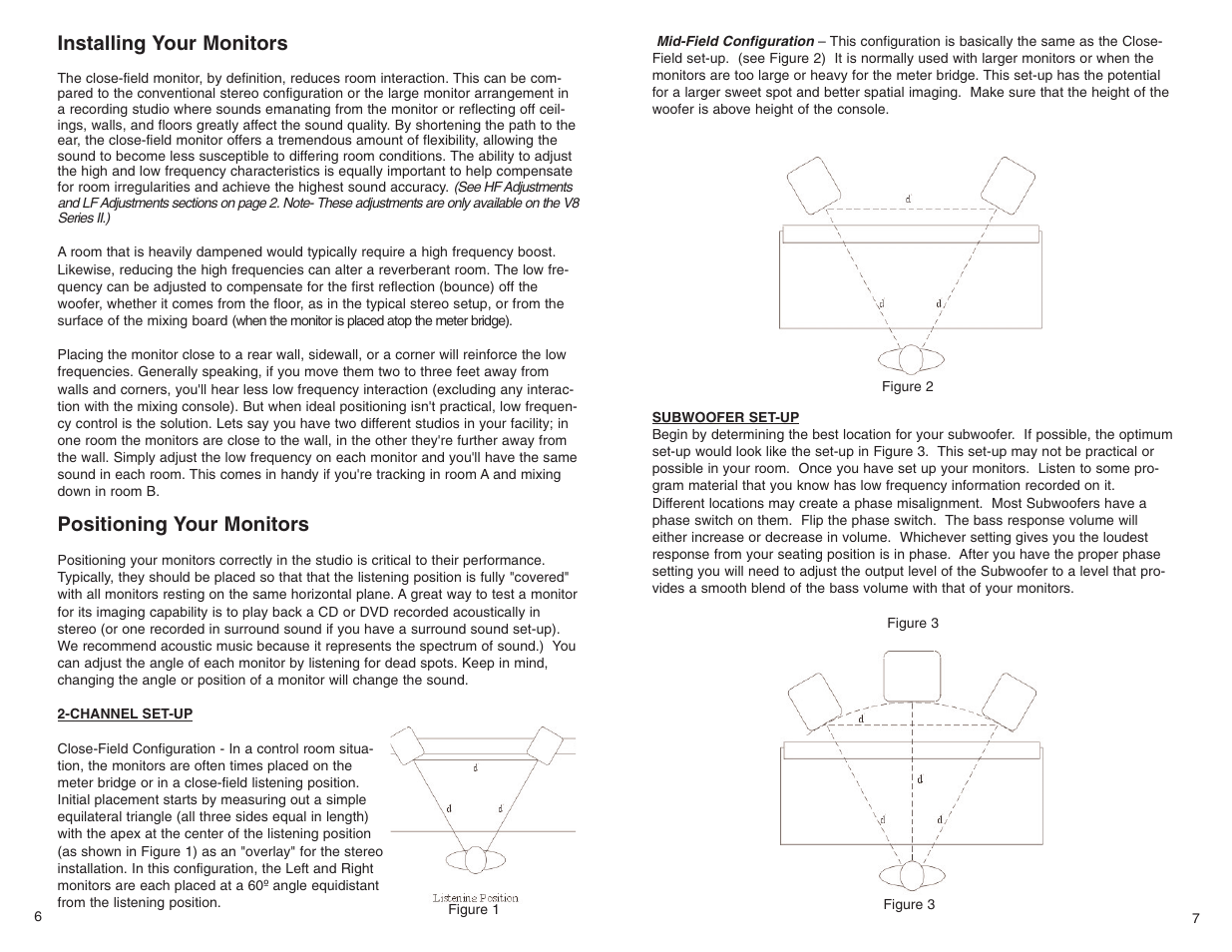Installing your monitors, Positioning your monitors | KRK V SERIES 2 User Manual | Page 5 / 8