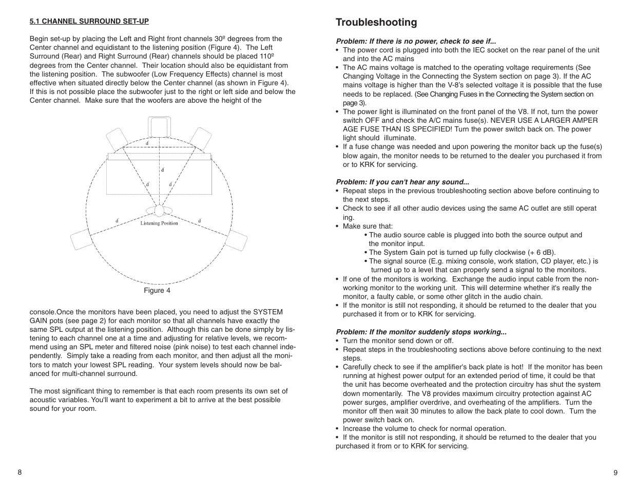 Troubleshooting | KRK V SERIES 2 User Manual | Page 6 / 8