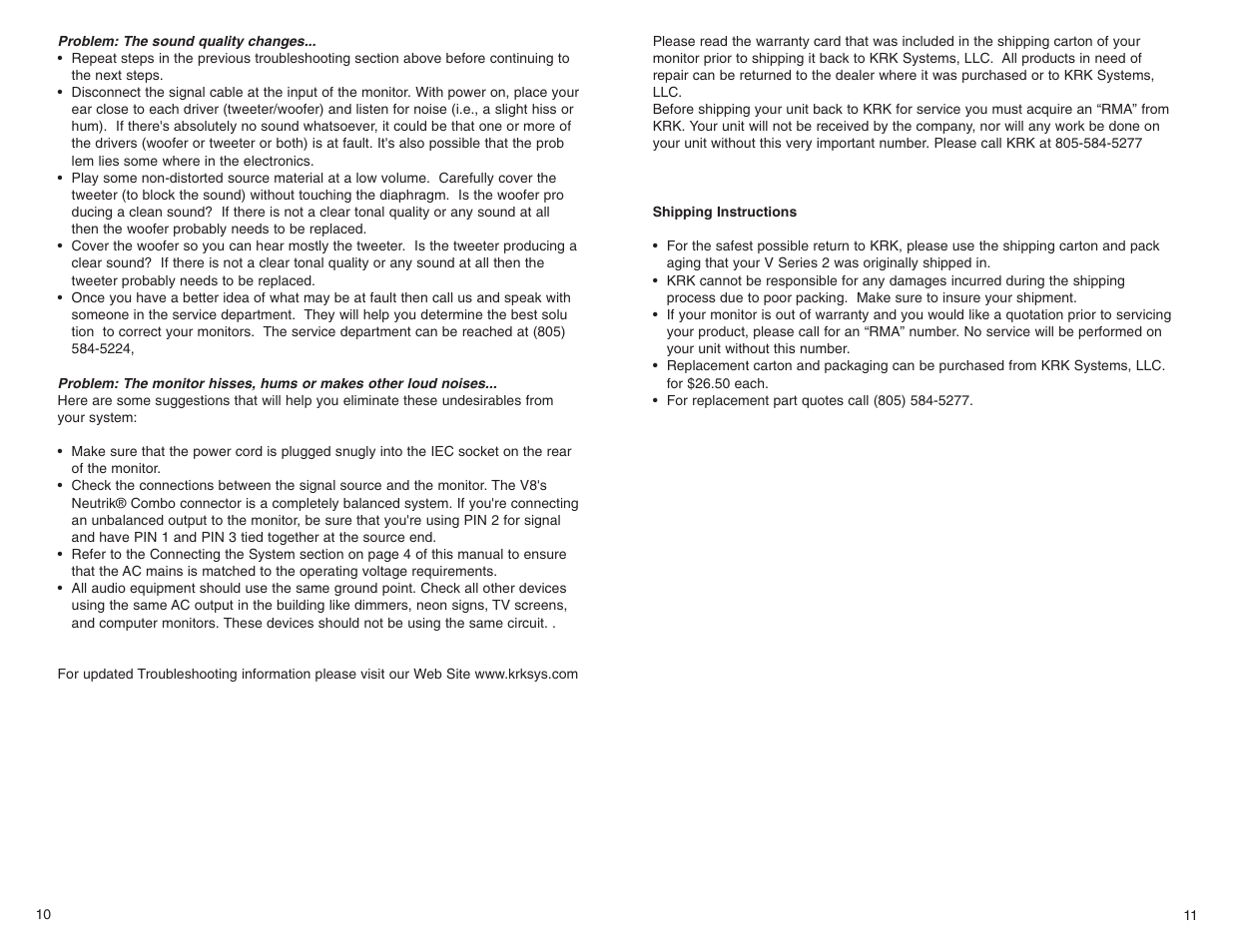 KRK V SERIES 2 User Manual | Page 7 / 8
