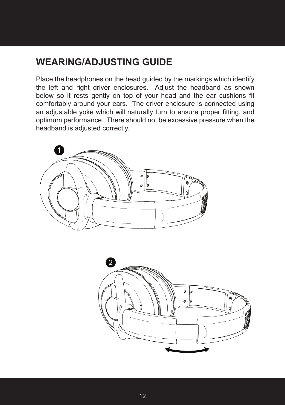 Wearing/adjusting guide | KRK KNS8400 User Manual | Page 12 / 20