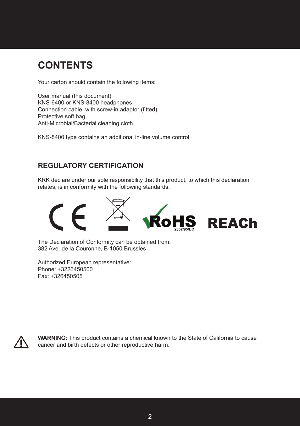 KRK KNS8400 User Manual | Page 2 / 20