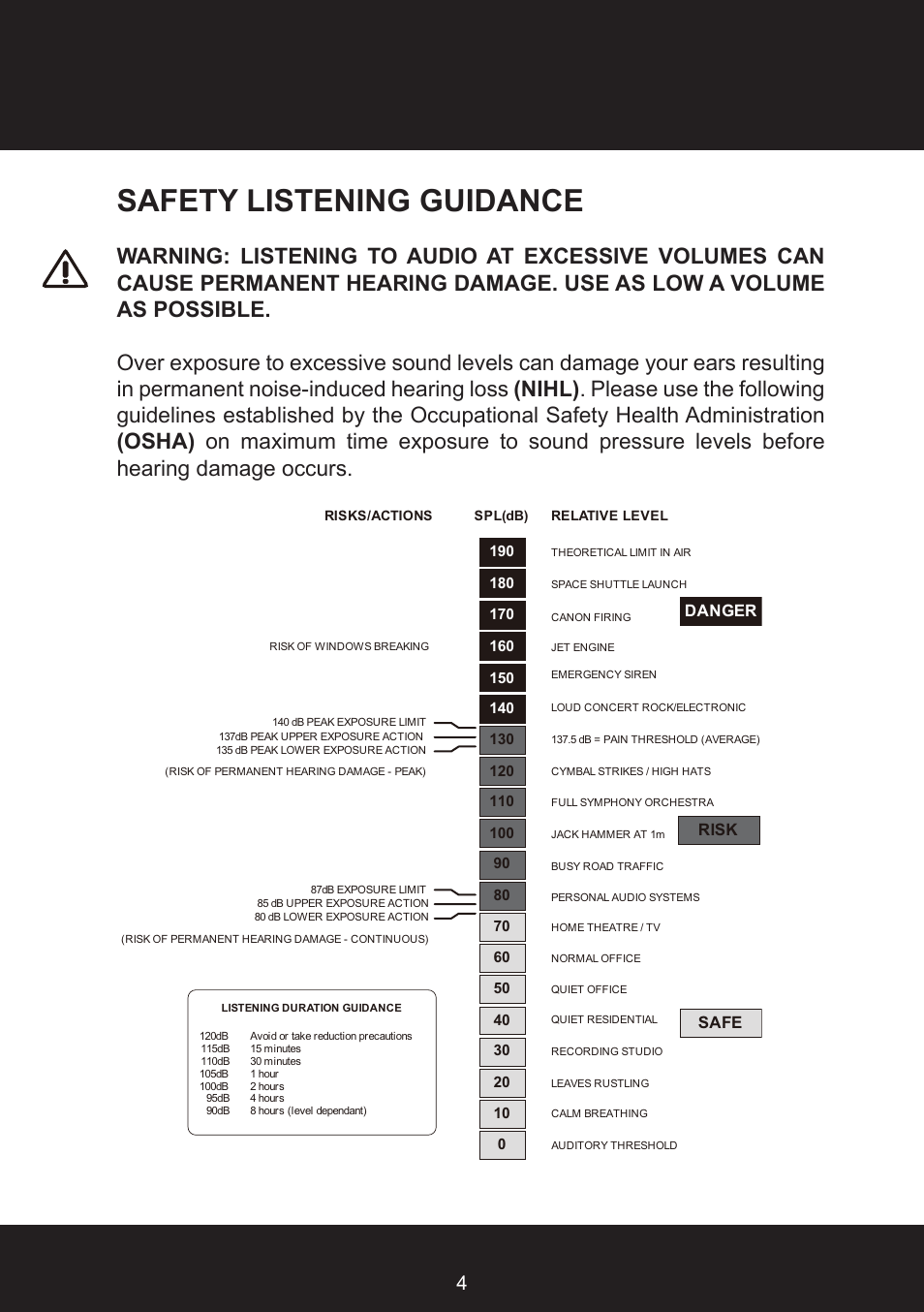 Safety listening guidance | KRK KNS8400 User Manual | Page 4 / 20