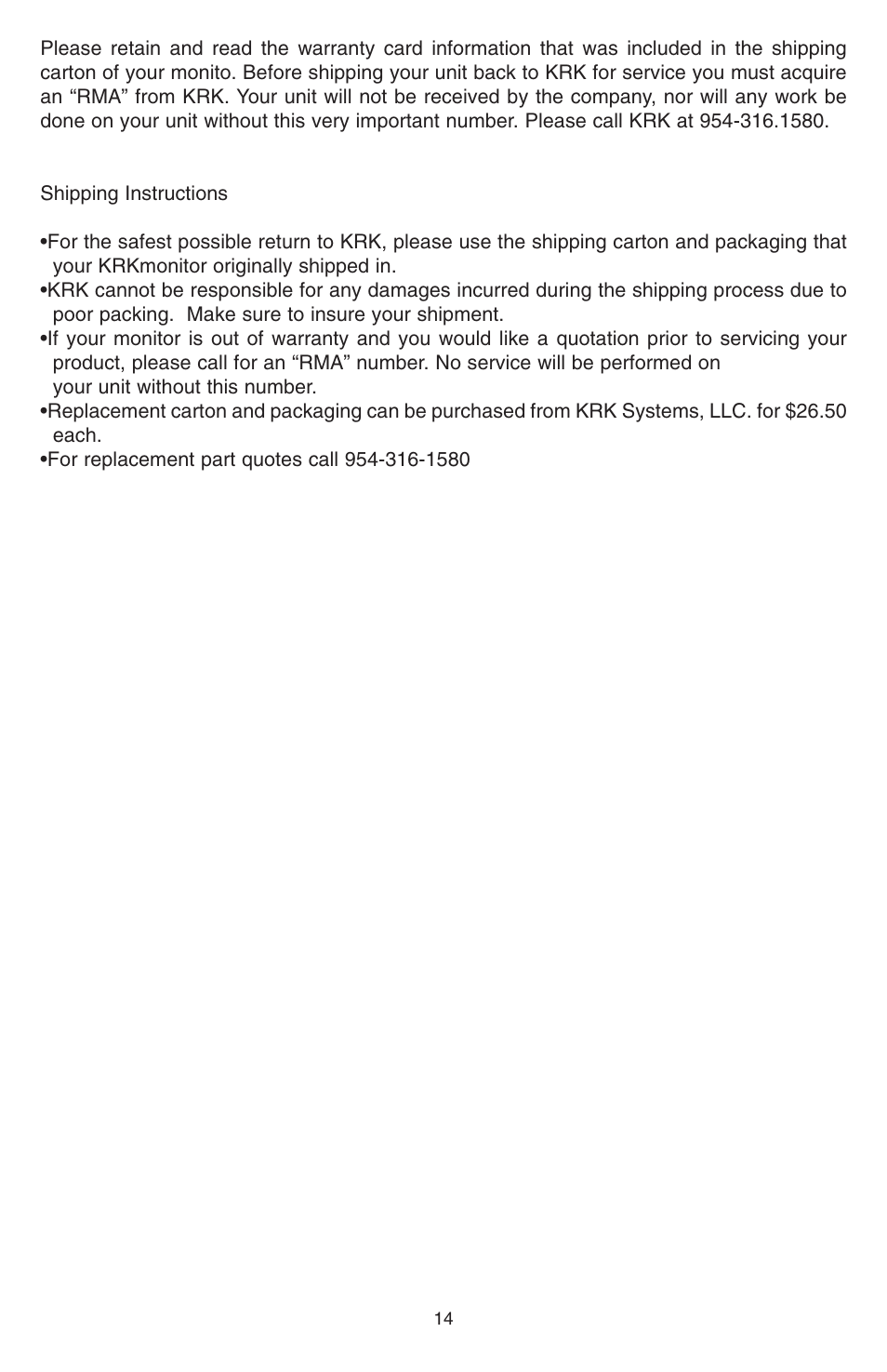 KRK VXT Series User Manual | Page 14 / 16