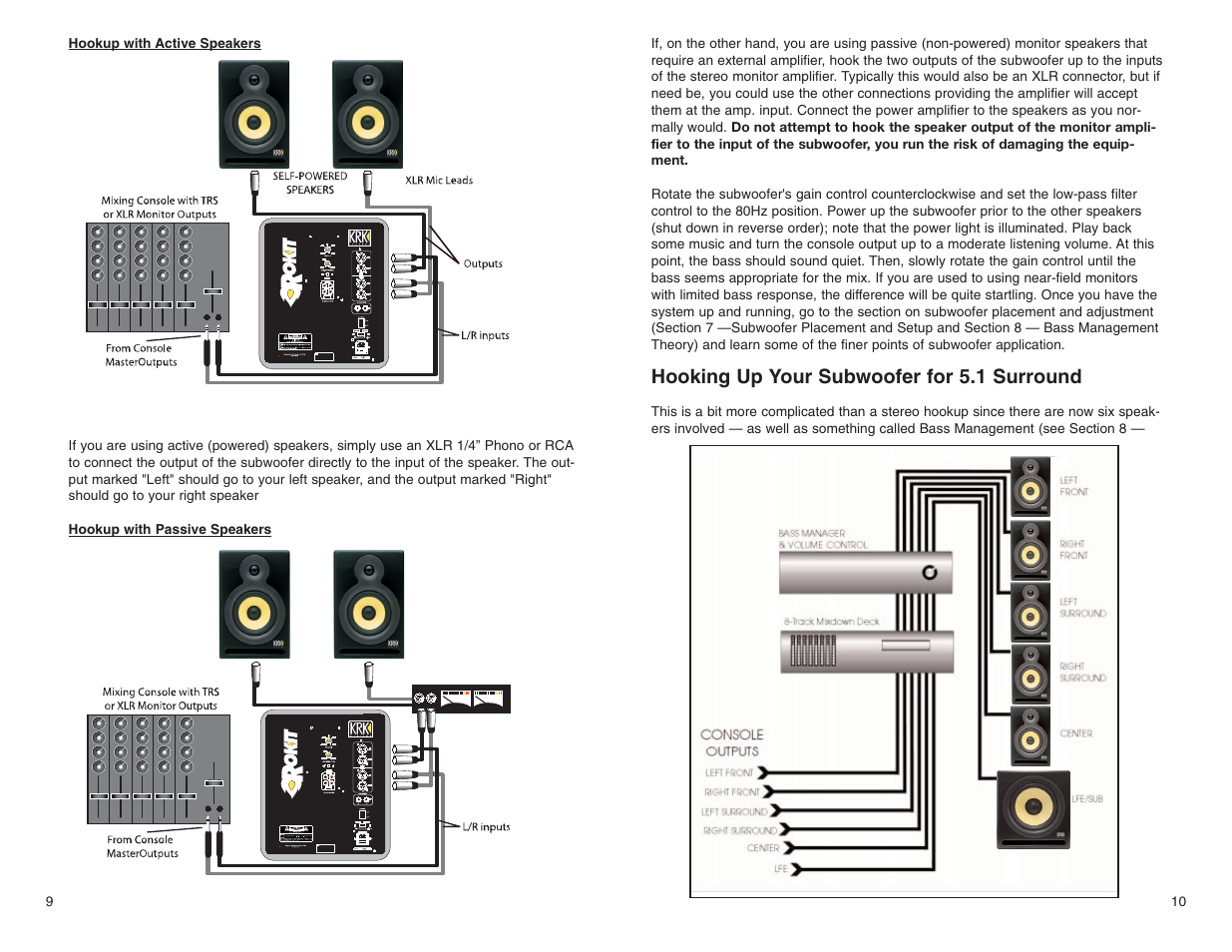 Hooking up your subwoofer for 5.1 surround | KRK ROKIT POWERED SERIES User Manual | Page 7 / 11