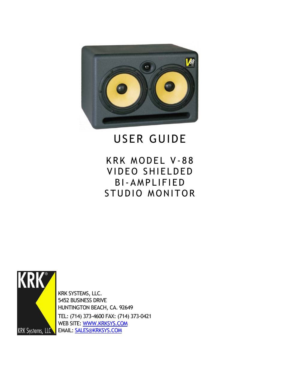 KRK V-88 User Manual | 15 pages