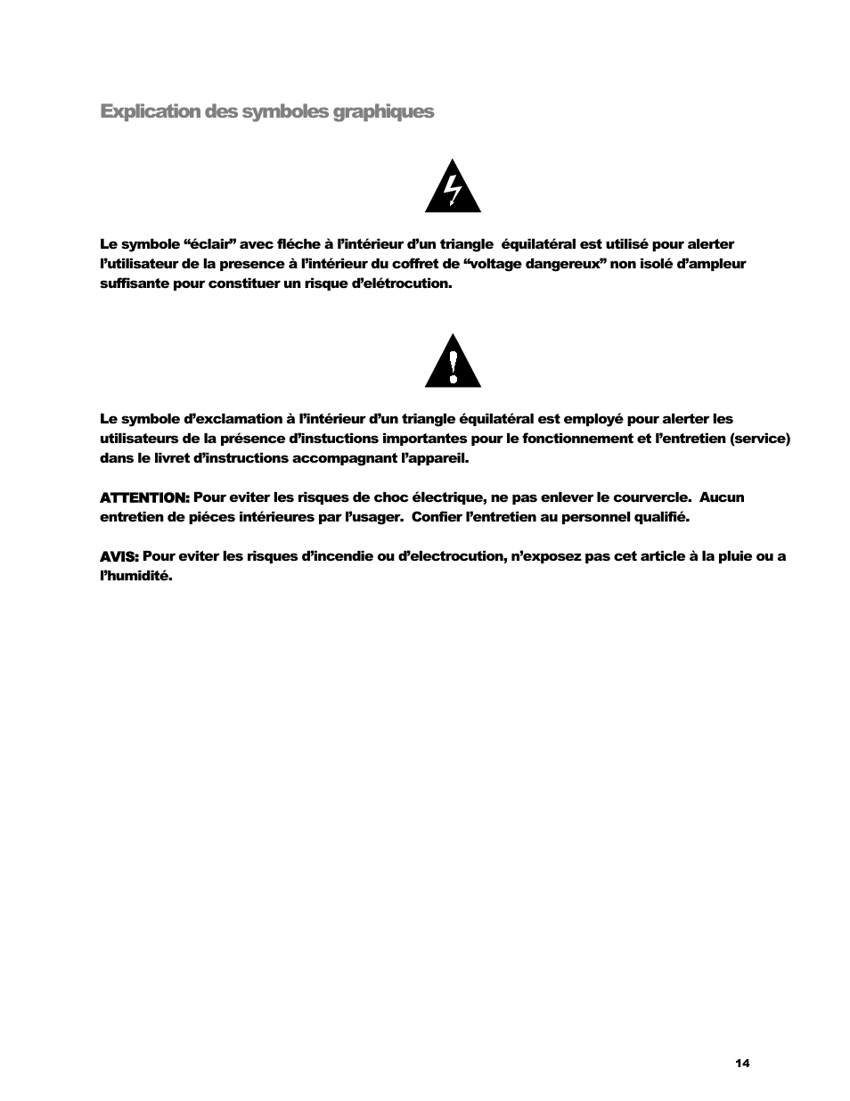 Explication des symboles graphiques | KRK V-88 User Manual | Page 15 / 15