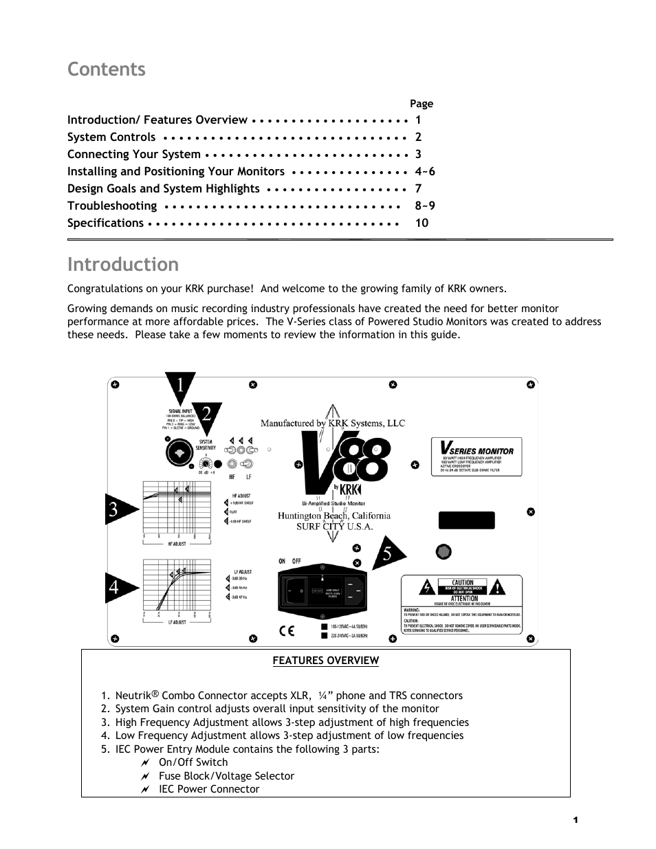 KRK V-88 User Manual | Page 2 / 15