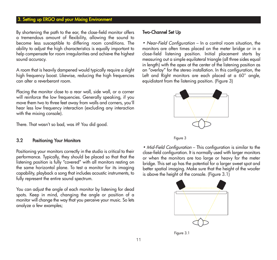 2 positioning your monitors | KRK ERGO User Manual | Page 11 / 37