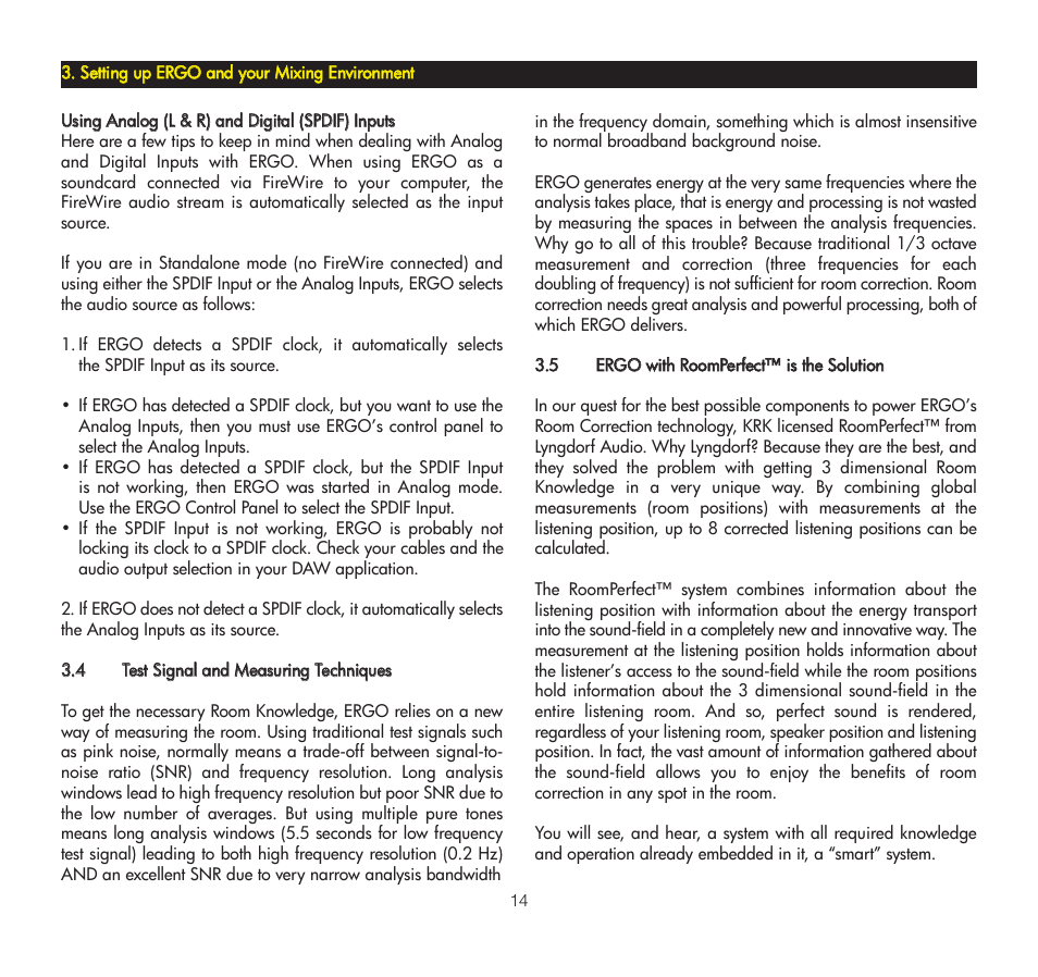 4 test signal and measuring techniques, 5 ergo with roomperfect is the solution, 5 ergo with roomperfect™ is the solution | KRK ERGO User Manual | Page 14 / 37
