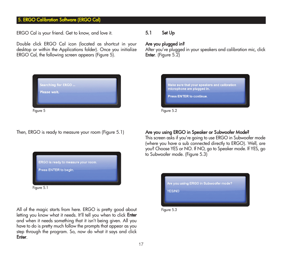 Ergo calibration software (ergo cal), 1 set up, Eerrg | O ccaalliibbrraattiioonn ssooffttwwaarree | KRK ERGO User Manual | Page 17 / 37