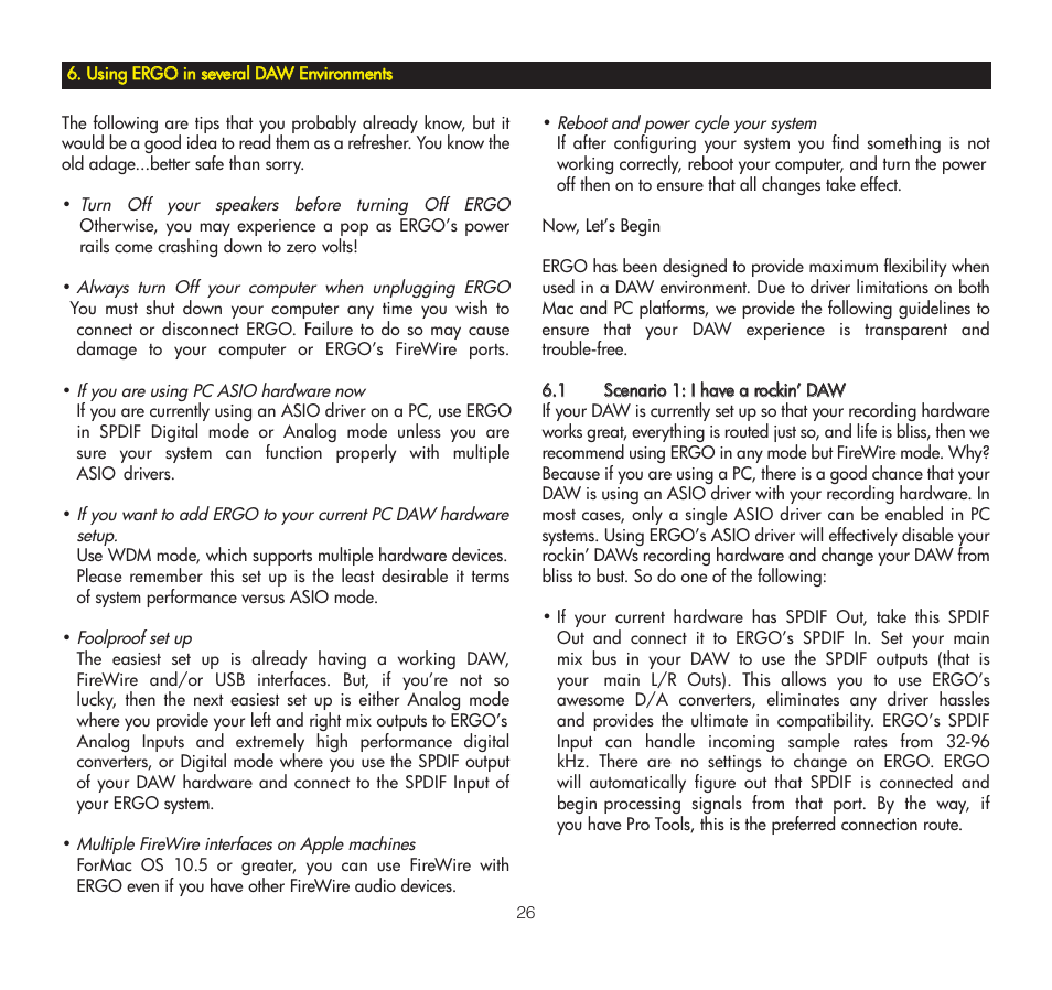 Using ergo in several daw environments, 1 scenario 1, Uussiinngg eerrg | O iinn sseevveerraall ddaaw, W eennvviirroonnm, Meennttss | KRK ERGO User Manual | Page 26 / 37