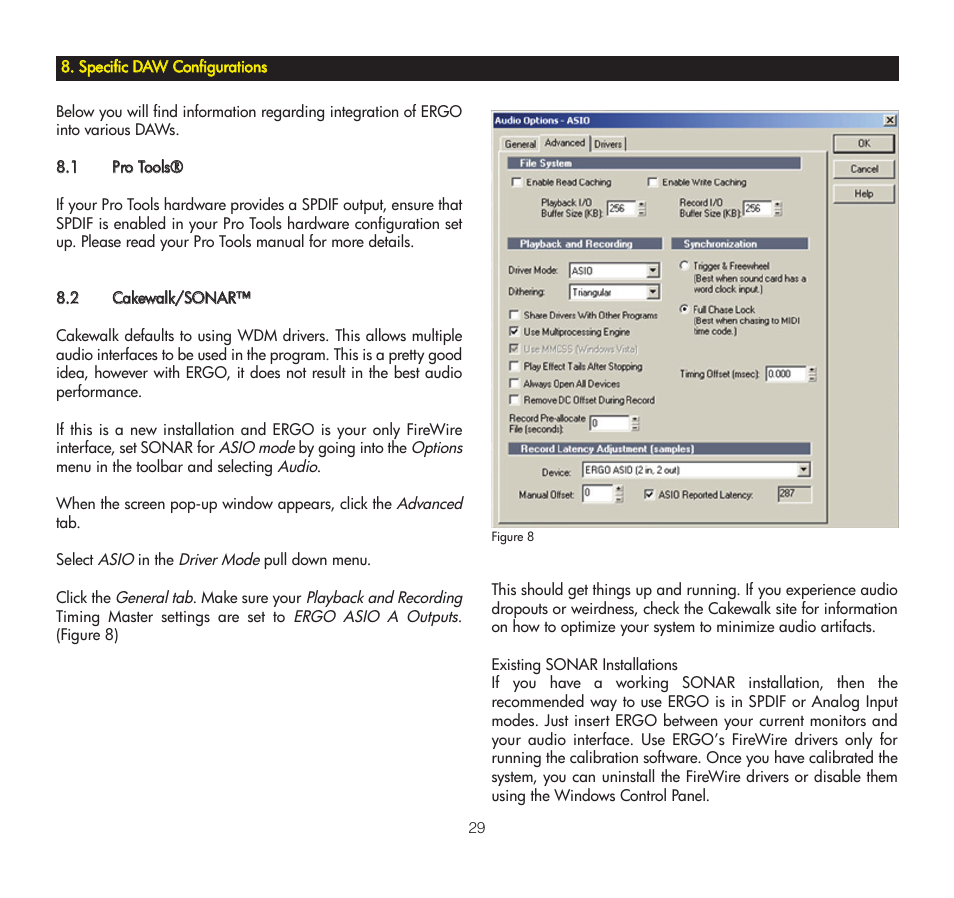 Specific daw configurations, 1 pro tools, 2 cakewalk/sonar | Ssppeecciiffiicc ddaaw, W ccoonnffiigguurraattiioonnss | KRK ERGO User Manual | Page 29 / 37