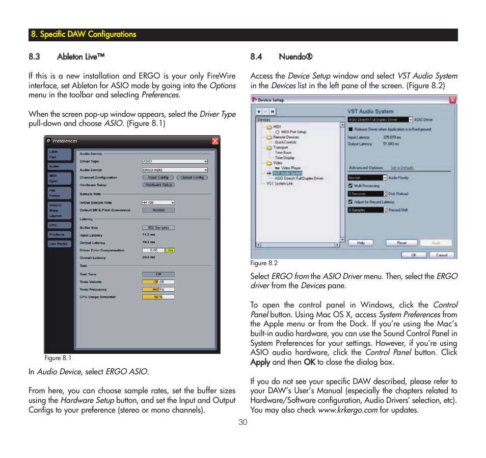 3 ableton live, 4 nuendo | KRK ERGO User Manual | Page 30 / 37