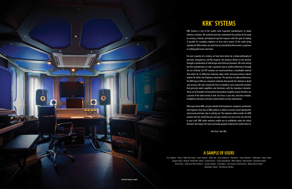 Systems, A sample of users | KRK Full-line Speaker Monitor User Manual | Page 2 / 11