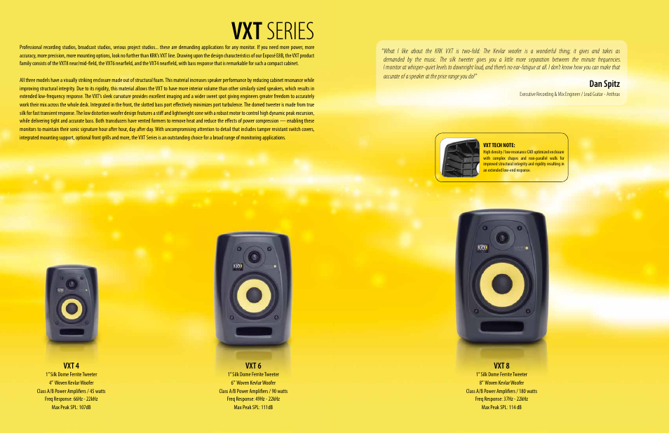 Vxt series, Dan spitz, Vxt 4 | Vxt 6, Vxt 8 | KRK Full-line Speaker Monitor User Manual | Page 4 / 11