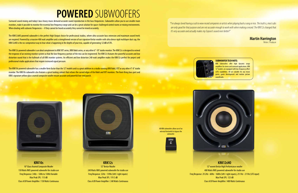 Powered subwoofers, Martin harrington, Krk10s | Krk12s, Krk12sho | KRK Full-line Speaker Monitor User Manual | Page 6 / 11