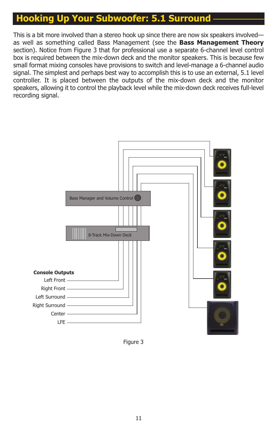 Hooking up your subwoofer: 5.1 surround | KRK 10S User Manual | Page 14 / 22